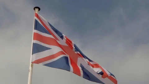 Slow Motion Union Jack flag of the United Kingdom of Great Britain or UK Stock Footage 98662146