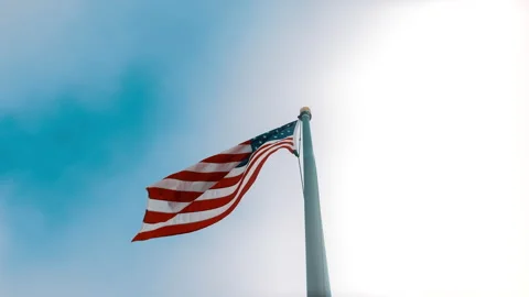 Slow Motion United Stated Flag from Below Stock Footage 170029512