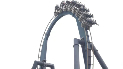 SLOW MOTION: Upside down roller coaster ride Stock Footage 33737880