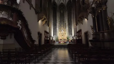 Slow Motion Upward Panning of Pipe Organ, St Peter and Paul Cathedral Brno 스톡 동영상 328198089