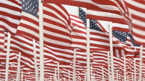 Slow Motion USA Flags Fill Frame Vídeos de archivo 67580278