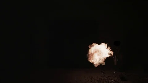 Slow motion vertical fireball explosion for use with visual effects and/or Stock Footage 92582641