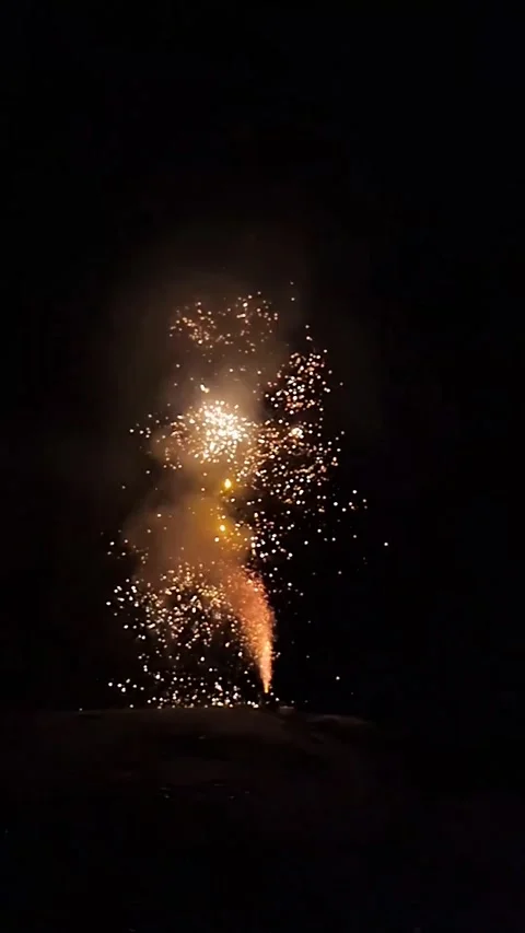 Slow motion vertical video of New Year's fireworks Stock Footage 228826139