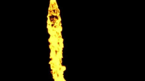 Slow Motion Vertical Yellow Flame On Black Background Video stock 339301717