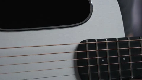 Slow Motion Vibrating Acoustic Guitar String Close Up Stock Footage 330061994