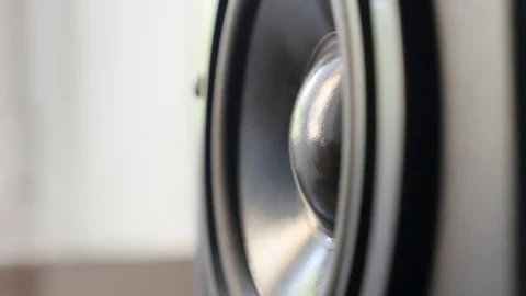 Slow motion vibrations on bass speaker membrane video Stock Footage 80463909