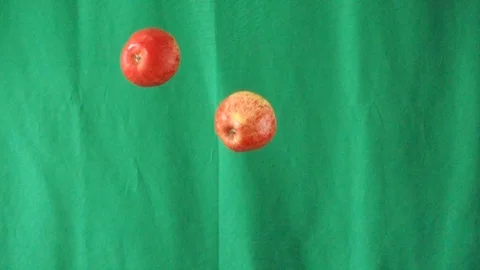 Slow motion video Apple threw up on top on green background, 動画素材 109212510