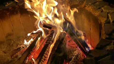 Slow motion video of a campfire. Exciting video of a large blazing bonfire Stock Footage 145322480