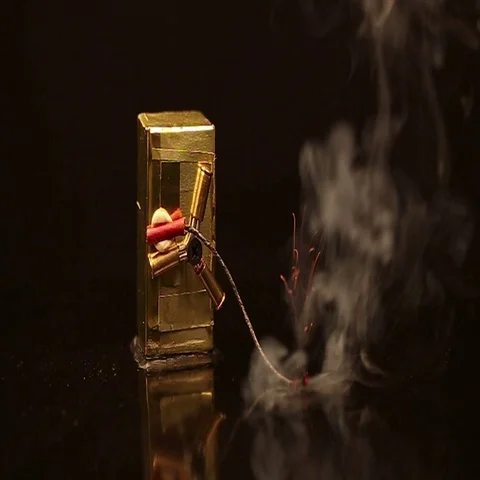 Slow-motion video of the explosion of bank safe. Hacking metal cabinet. Stock Footage 69730664