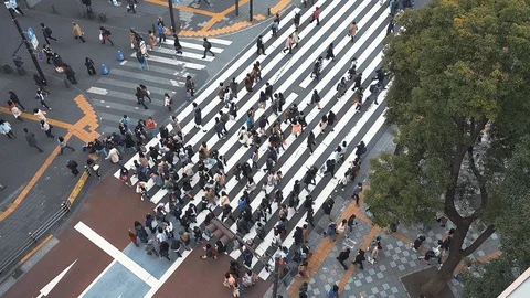Slow motion video filmed in an intersection in Tokyo Stock Footage 90028123