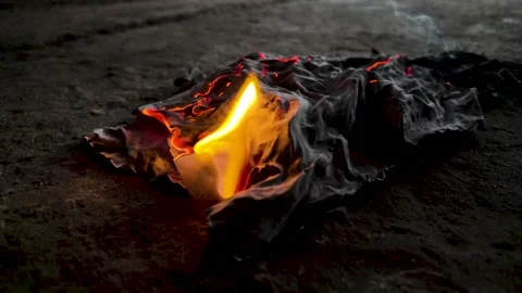 Slow motion video fire burning. slow motion video paper burning. fire and m.. Video stock 303340481