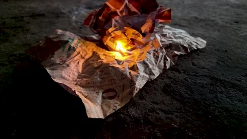 Slow motion video fire burning. slow motion video paper burning. fire and m.. Stock Footage 303340495