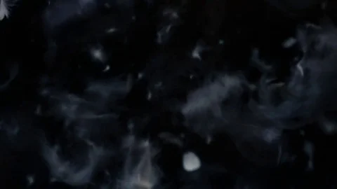 Slow motion video of the flakes of down moving in the dark Stock-Footage 74209935