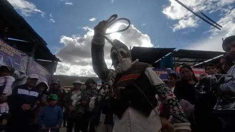 Slow motion video of folkloric dancers dancing the "Tunantada" Stock Footage 231133339