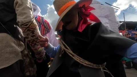 Slow motion video of folkloric dancers dancing the "Tunantada" Stock Footage 231134079