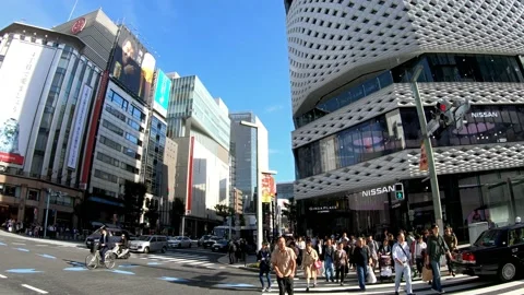 Slow motion video of Ginza, one of the most popular shopping areas in Tokyo. Stock Footage 157796361