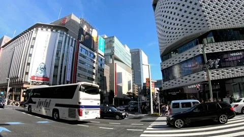 Slow motion video of Ginza, one of the most popular shopping areas in Tokyo. Stock Footage 160376887