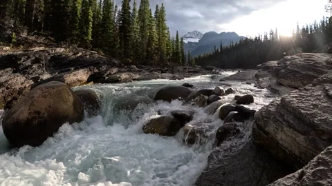 Slow motion video of gushing river in the Canadian Rockies Video stock 272171615