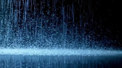 Slow motion video of heavy rain falling through a car to the ground at night 4K Stock Footage 336571740