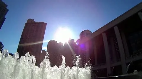 Slow motion Video of Lincoln Center Water Fountain Stock Footage 21370053