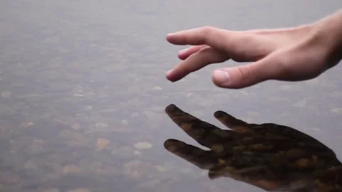Slow Motion Video of Man Made a Water Ripples in the River or Lake Stock Footage 82322461