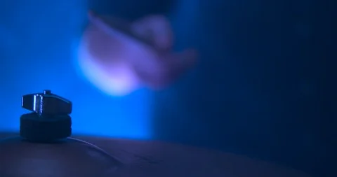 Slow-Motion Video of a Man Playing the Drums Hitting the Ride Cymbal Stock Footage 98905787