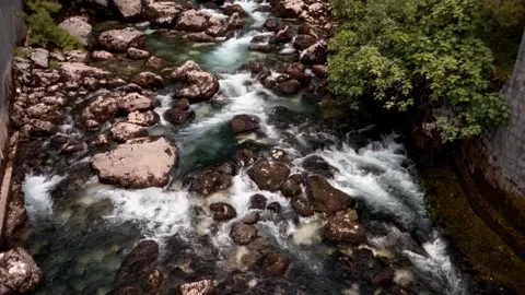 Slow motion video of a mountain river in Montenegro, place Ljuta Stock Footage 276628242