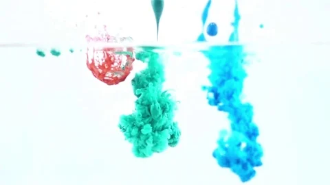 Slow Motion Video of Multicolored Ink Dropped in Water Stock Footage 82935732