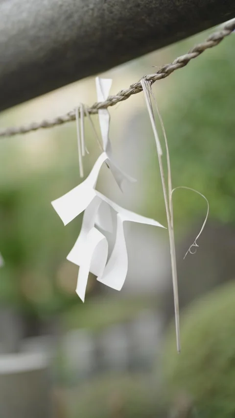 Slow motion video the Paper Prayer Knots in tokyo, Japan Stock Footage 283695243