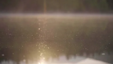Slow Motion Video of Particles on a Lake Stock Footage 148000563