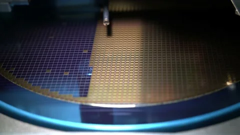 Slow motion video of pick up silicon die in silicon wafer Stock Footage 148752680