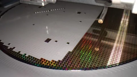 Slow motion video of pick up silicon die in silicon wafer Stock Footage 148754435