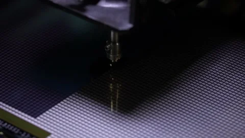 Slow motion video of pick up silicon die in silicon wafer Stock Footage 150175769