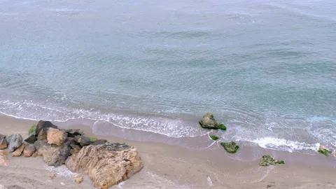 Slow Motion video of the sea waves during overcast weather Stock Footage 154178873