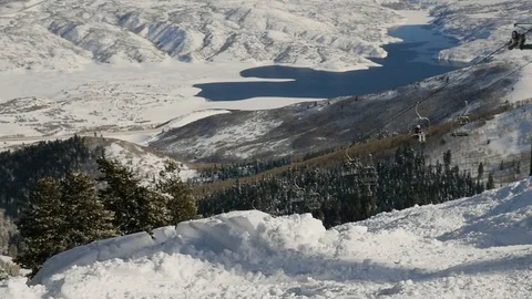 Slow motion video as skier is jumping and spinning at ski resort Stock-Footage 112019921