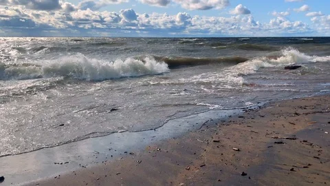 Slow motion video of a small storm at sea Stock Footage 116170755