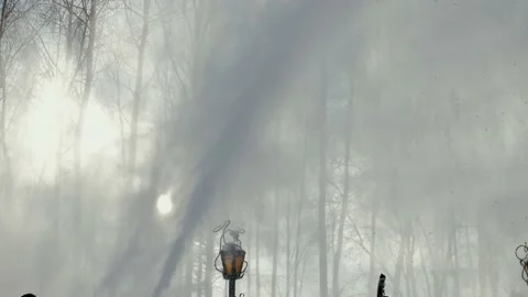Slow motion video of the snow. Close-up on snow in winter from a snowplow Stock Footage 231236673