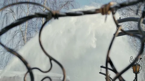 Slow motion video of the snow. Close-up on snow in winter from a snowplow Stock Footage 231236711