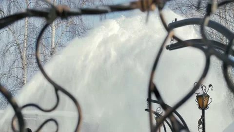 Slow motion video of the snow. Close-up on snow in winter from a snowplow Stock Footage 231236722