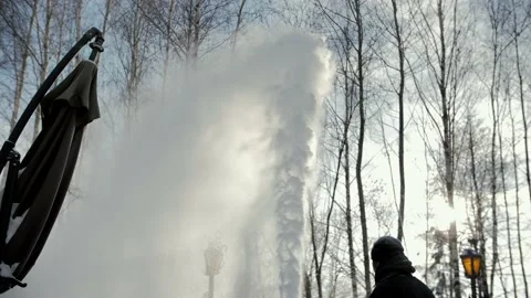 Slow motion video of the snow. Close-up on snow in winter from a snowplow Stock Footage 231236725