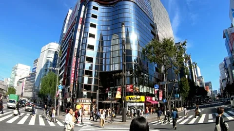 Slow motion video of walking along Ginza crosswalk Sukiyabashi, Tokyo. Stock Footage 176133133