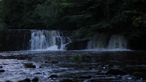 Slow Motion Video Of Waterfall In Park At Evening Stock-Footage 208178612