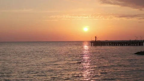 Slow motion video of waves and sunset on the black sea Stock Footage 96122110