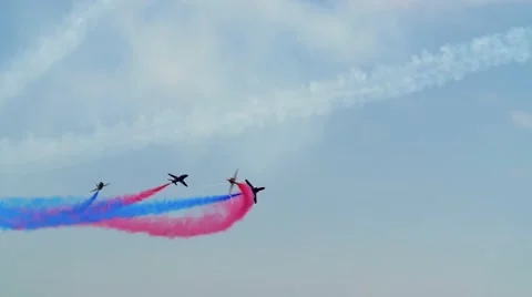 Slow motion view of airplanes at an air show Stock Footage 67609508