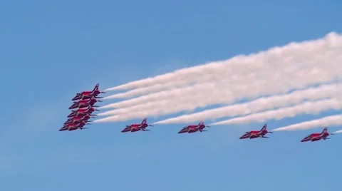 Slow motion view of airplanes at an air show Stock Footage 68079923