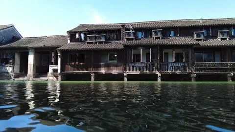 Slow motion view of Ancient water town of Wuzhen, China Stock Footage 276635109