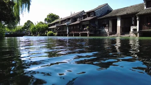 Slow motion view of Ancient water town of Wuzhen, China Stock Footage 276635110