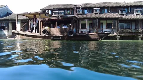 Slow motion view of Ancient water town of Wuzhen, China Stock Footage 276635167