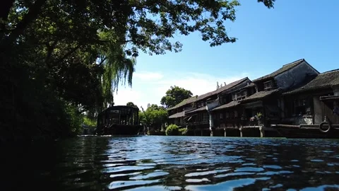 Slow motion view of Ancient water town of Wuzhen, China Stock Footage 276635171