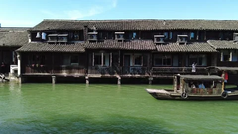 Slow motion view of Ancient water town of Wuzhen, China Stock Footage 276635188